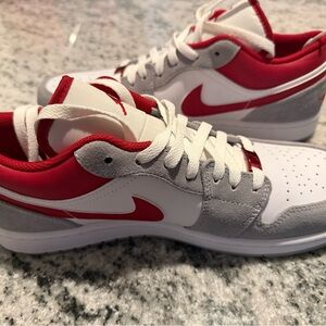 Nike Kids Red, White, and Gray Sneakers